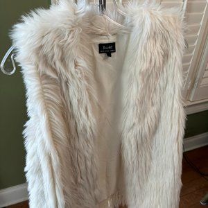 Bardot White Faux Fur Vest
